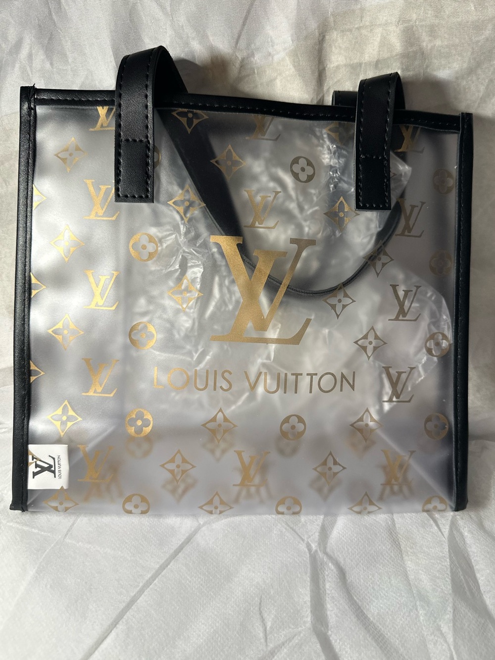 Louis Vuitton Clear Monogram Tote Bag in Gold & Black Novelty Gift NWT - Picture 6 of 8